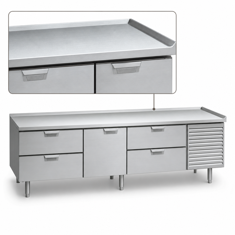 Product image #3 for La Rosa Refrigeration 3288-SF Three-Section Freezer Base Equipment Stand with Door and Drawers