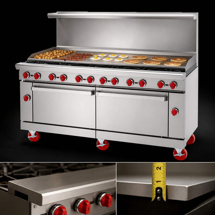Product image #3 for American Range 72-Inch Commercial Gas Restaurant Range with 72-Inch Griddle and Two 26-1/2-Inch Standard Ovens