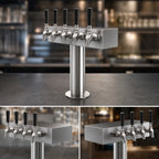 Thumbnail image #3 for Krowne KDSTC-4S Double-Sided Glycol-Cooled Countertop T-Head Beer Tower, 8-Faucet Capacity, Brushed Stainless Steel, 12-Inch