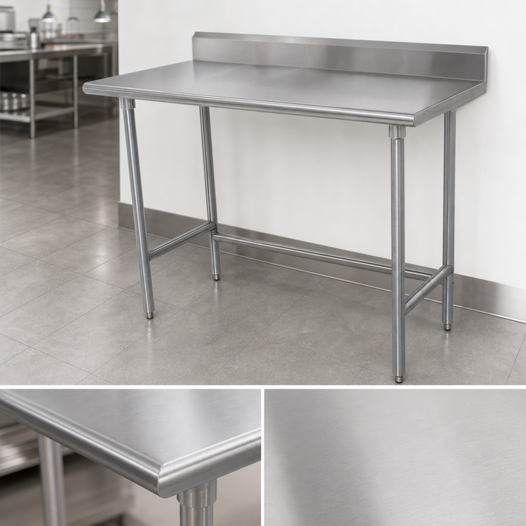 Product image #3 for Advance Tabco Special Value Series 72-Inch x 30-Inch 16-Gauge 304 Stainless Steel Work Table with 5-Inch Backsplash