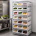 Thumbnail image #3 for Quantum Chrome Plated Stationary Bin Wire Shelving System with 8 Shelves and 21 Bins, 36 x 24 x 74 Inches