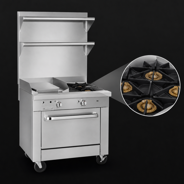 Product image #3 for Southbend Platinum 32-Inch Gas Heavy Duty Range with 2 Open Burners, 16-Inch Griddle, and Standard Oven