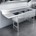 Thumbnail image #3 for Steel Works Stainless 3-Compartment Sink with Left Drainboard, 18 Gauge 304 Stainless Steel, 68.5 x 25.5 x 43.75 Inches
