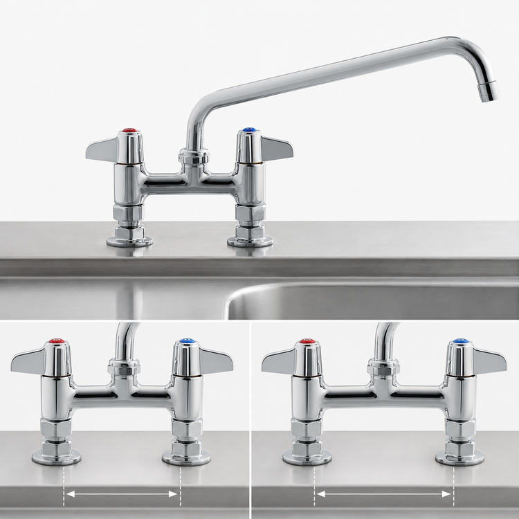 Product image #3 for 4-Inch Center Deck Mount Manual Mixing Faucet with 12-Inch Swing Nozzle