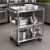 Thumbnail image #3 for BK Resources 3-Tier Stainless Steel Utility Cart, 24 x 15-1/2 Inch Shelves, 4 Swivel Casters, Knocked Down