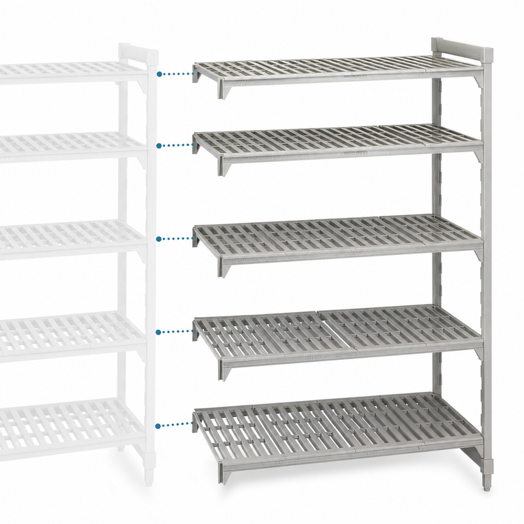 Product image #4 for Cambro Camshelving Premium 24" Deep x 54" Long x 72" High 5-Shelf Vented Add-On Polymer Shelving Unit