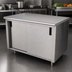 Thumbnail image #3 for Advance Tabco 96-Inch x 30-Inch Enclosed Work Table with Cabinet Base, Mid-Shelf, and Sliding Doors