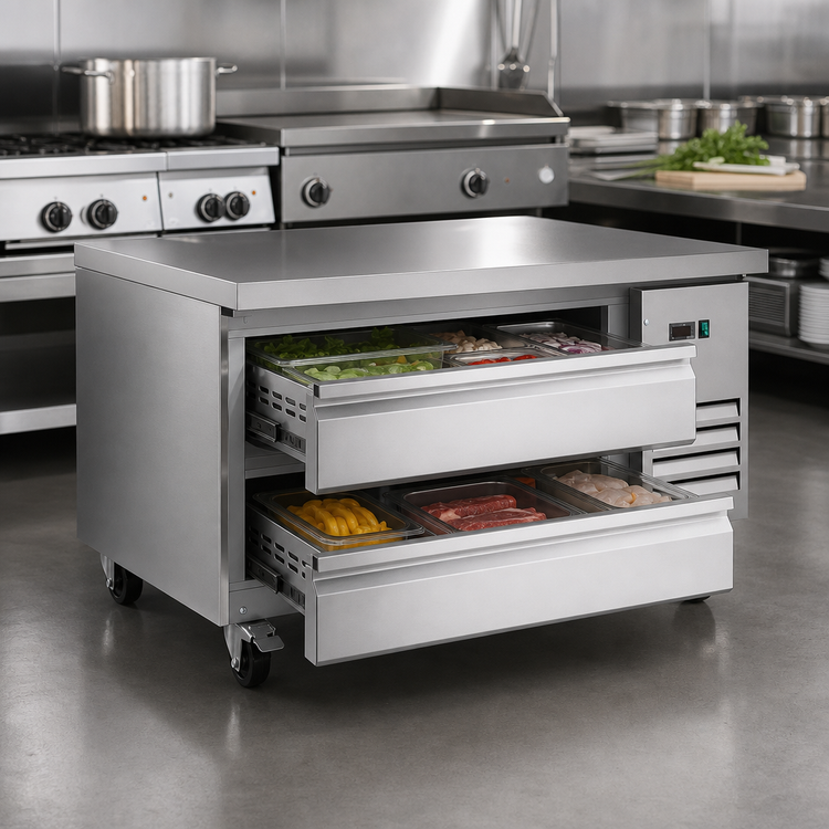 Product image #3 for IKON Refrigeration 50-Inch Wide 2-Drawer Chef Base Refrigerator