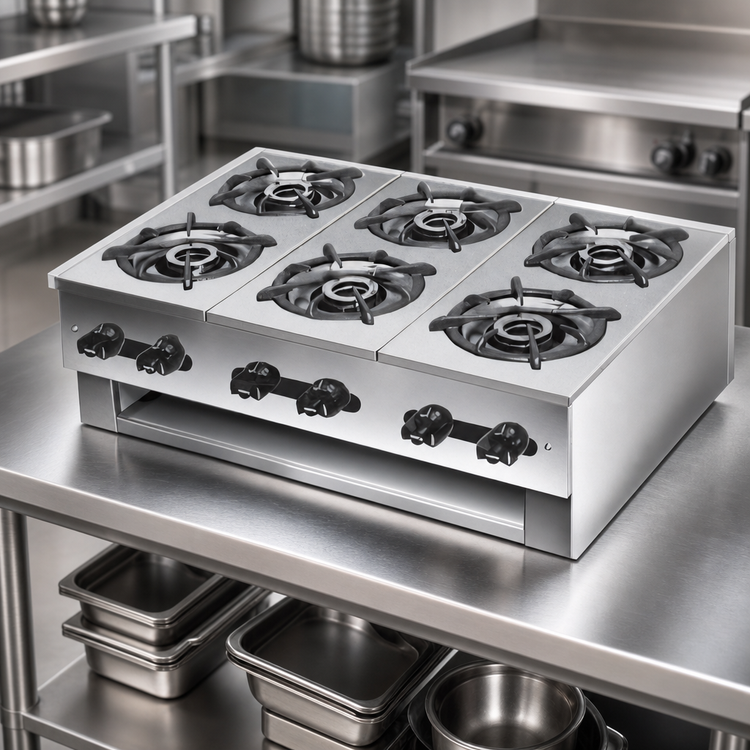 Product image #3 for Comstock-Castle 30-Inch Countertop Gas Hot Plate, 6 Burners, Stainless Steel