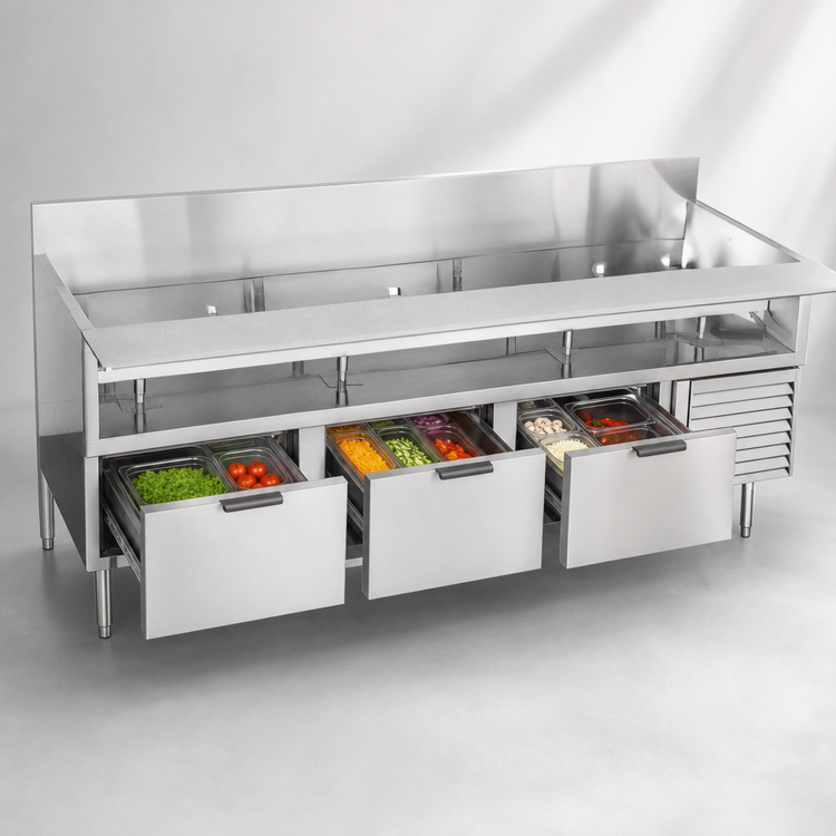 Product image #3 for La Rosa Refrigeration L-74178-30 78" Three-Section Refrigerated Equipment Stand