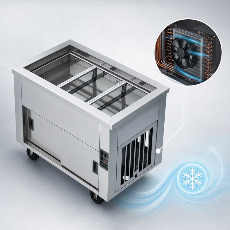 Product image #3 for Dinex DXP2BCM DineXpress 2-Well Full-Size Mechanically Cooled Extra Deep Well Serving Counter