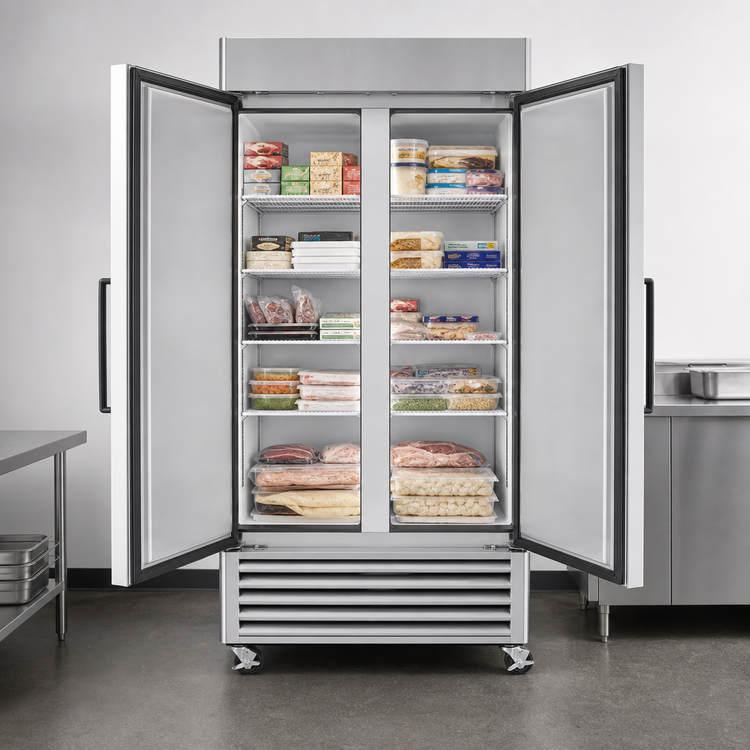 Product image #3 for Turbo Air Super Deluxe Two-Section Reach-In Freezer, 29.19 Cu. Ft., Stainless Steel, Bottom Mount Compressor
