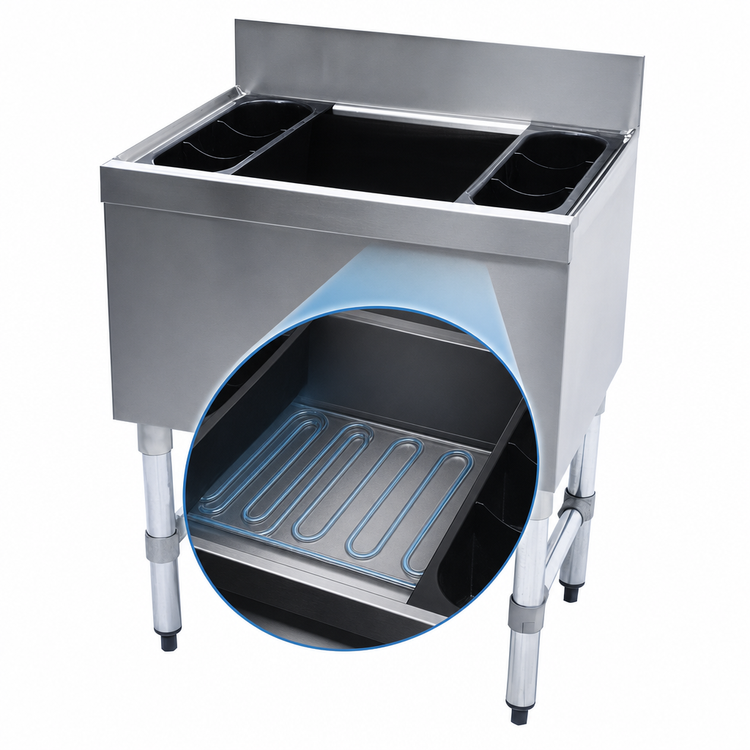 Product image #3 for Advance Tabco 36-Inch Wide Stainless Steel Cocktail Unit with 12-Inch Deep Ice Bin and 10-Circuit Cold Plate