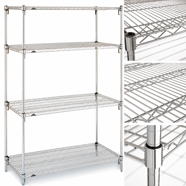 Product image #3 for Metro Super Erecta Super Adjustable Chrome-Plated Wire Shelving Starter Unit, 30"W x 24"D x 63"H, 4 Shelves
