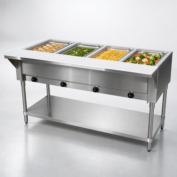 Product image #3 for Advance Tabco Triumph Supreme Natural Gas 4-Well Open Well Hot Food Table with Undershelf