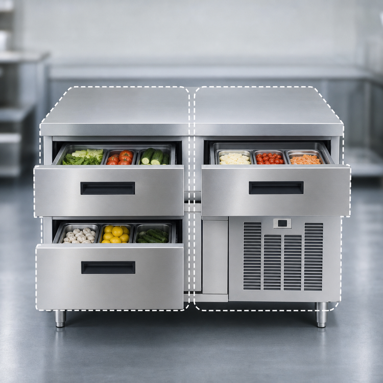 Product image #3 for Arctic Fire 51-Inch Two-Section Refrigerator Base with 4 Self-Closing Drawers, Remote Refrigeration