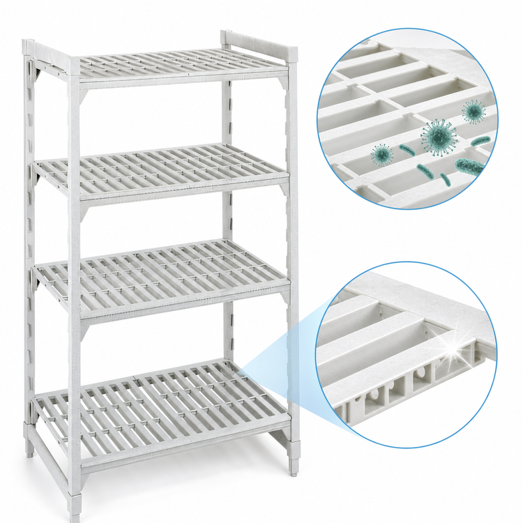 Product image #4 for Cambro Camshelving Premium 4-Tier Stationary Polymer Shelving Starter Unit, 21 x 42 x 84 Inches