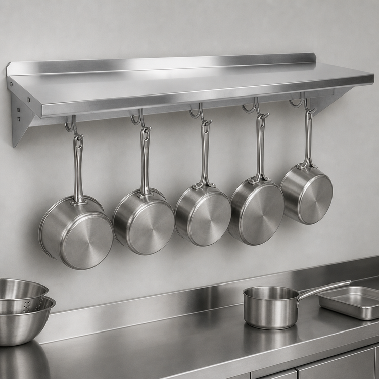 Product image #3 for John Boos Stallion 24-Inch Wall-Mount Stainless Steel Pot Rack Shelf