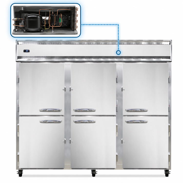 Product image #3 for Continental Refrigerator 3FESNSAHD Three-Section Extra-Wide Shallow Depth Reach-In Freezer with Half Doors