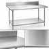 Thumbnail image #3 for Advance Tabco KMG-307 84-Inch x 30-Inch 304 Stainless Steel Work Table with 5-Inch Backsplash and Adjustable Galvanized Undershelf