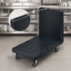 Thumbnail image #4 for Cambro 2436UTH110 Molded-In Handle Polyethylene Platform Truck, 600 lb. Capacity, 5-Inch Plate Swivel Casters, Black