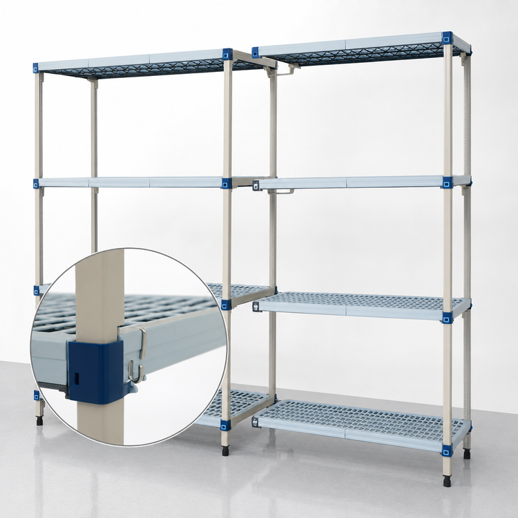 Product image #3 for MetroMax Q 4-Shelf Polymer/Wire Add-On Shelving Unit with Microban, 24"W x 21"D x 63"H