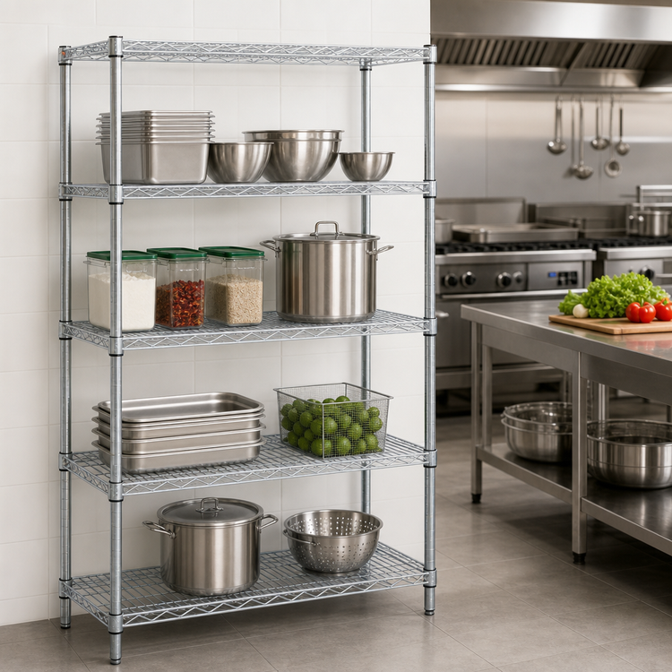 Product image #3 for EAGLEbrite 4-Tier Stationary Starter Wire Shelving Unit, 24 x 21 x 63 Inches, Zinc Finish