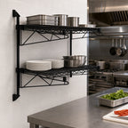 Thumbnail image #3 for Quantum WC34-CB1230BK Wall-Mount Cantilever Double Shelf Wire Shelving Unit, 30 x 12 Inches, Black Epoxy