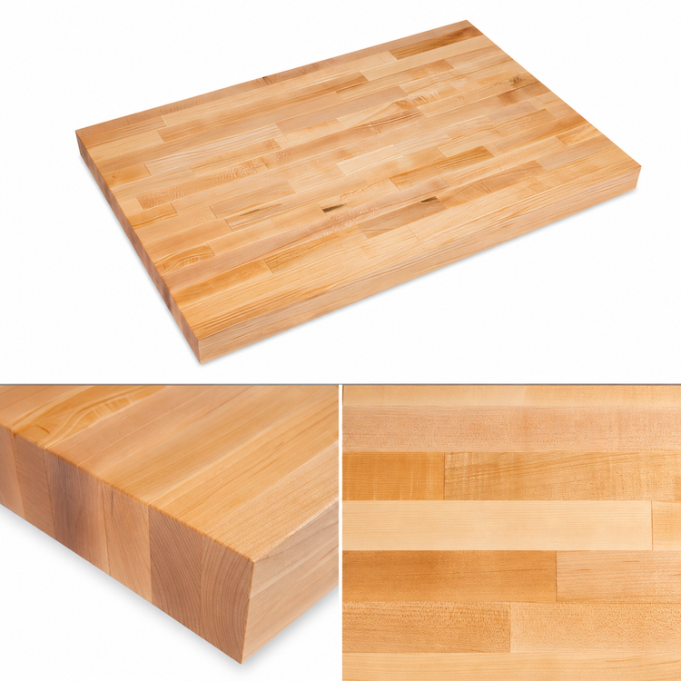 Product image #3 for John Boos 60 Inch Square Edge Grain Northern Hard Rock Maple Wood Work Table Top, 2-1/4 Inch Thick