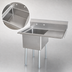 Thumbnail image #3 for Omcan USA 1-Compartment Pot Sink with Right-Hand Drainboard and Galvanized Legs