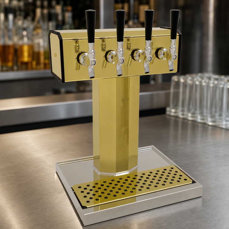 Product image #3 for Glastender Tee Draft Single-Column Countertop Glycol-Cooled Draft Dispensing Tower with 4 Faucets