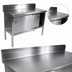 Thumbnail image #3 for John Boos 120-Inch x 24-Inch 14-Gauge 300-Series Stainless Steel Enclosed Work Table with Sliding Doors and 5-Inch Backsplash