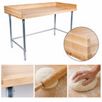 Thumbnail image #3 for BK Resources MBTGOB-7236 72 x 36-Inch Hard Maple Bakers Table with Galvanized Open Base and 4-Inch Coved Risers