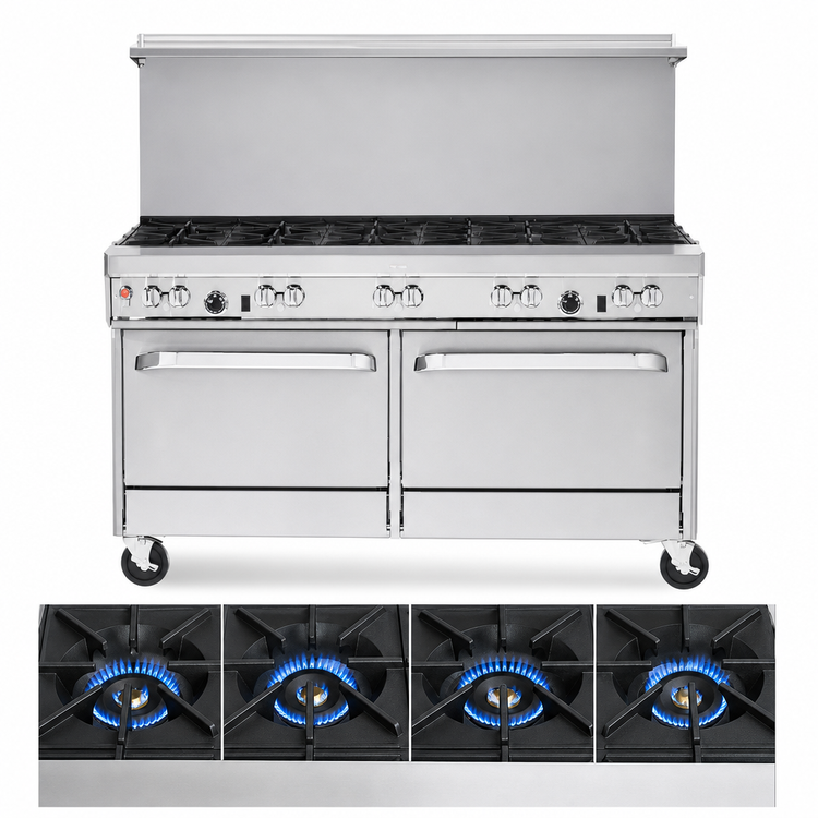 Product image #3 for Southbend Ultimate 60-Inch Commercial Gas Restaurant Range with 4 Open Burners, 36-Inch Griddle, Convection Oven and Cabinet Base