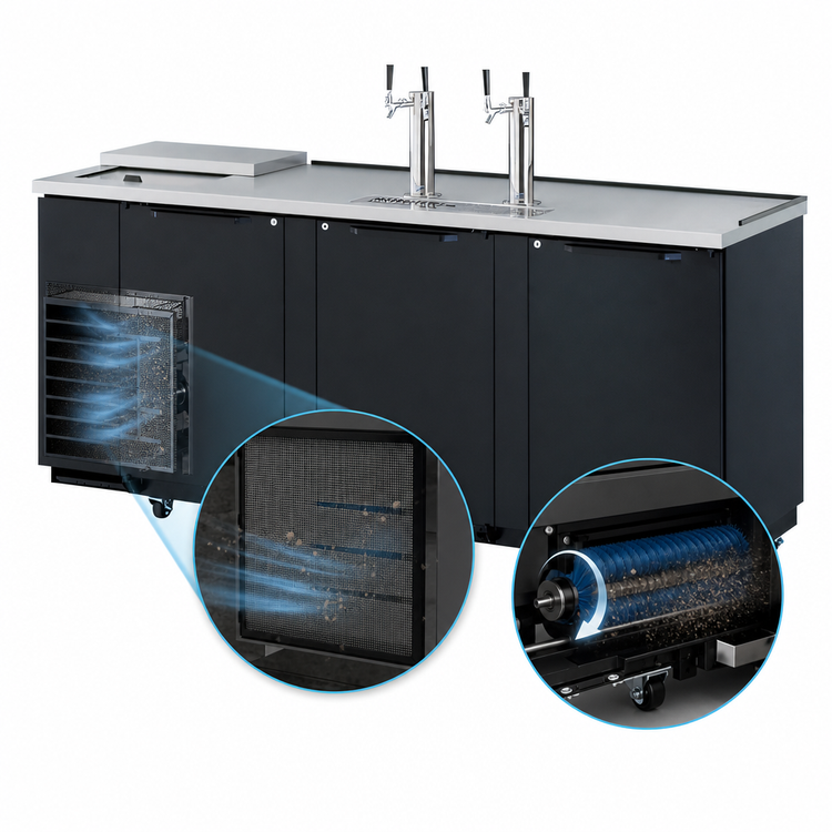 Product image #3 for Turbo Air Super Deluxe Club Top 4 Half-Barrel Beer Dispenser with 2 Double-Faucet Beer Towers