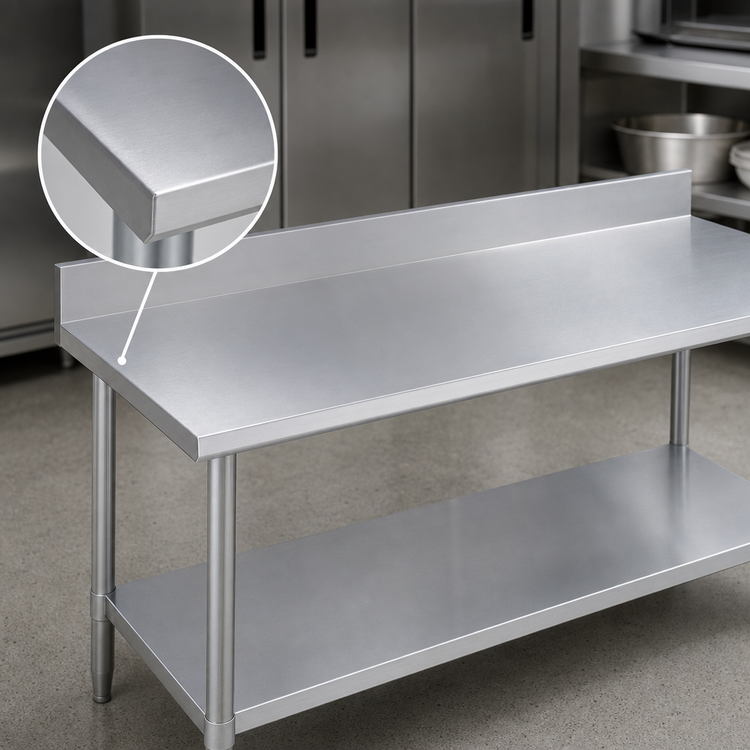 Product image #3 for Duke Deluxe Stainless Steel Work Table with 5-Inch Riser and Stainless Undershelf, 60 x 36 Inches