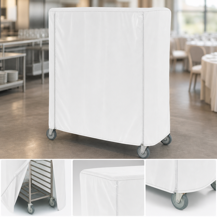 Product image #3 for Metro 36 x 18 x 54 Inch White Cart Cover for Queen Mary & Banquet Carts