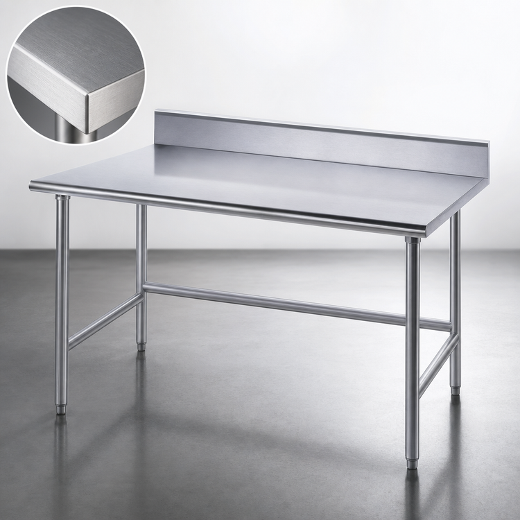 Product image #3 for Advance Tabco TKLG-307 84-Inch x 30-Inch Stainless Steel Work Table with 5-Inch Backsplash