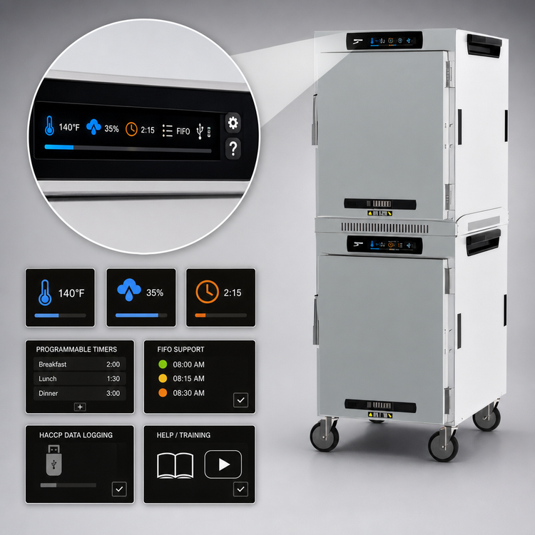 Product image #4 for Metro HotBlox™ Wide 16-Pan Dual-Cavity Mobile Insulated Holding Cabinet with Digital Touchscreen and Solid Door