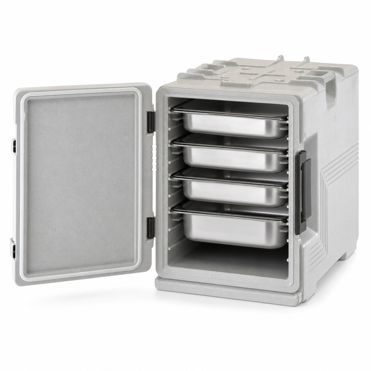Product image #4 for Cambro Ultra Pan Carrier S-Series Front-Loading Insulated Food Pan Carrier, 4-Pan Capacity, Speckled Gray