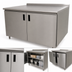 Thumbnail image #3 for Advance Tabco 120-Inch x 36-Inch Enclosed Work Table with Cabinet Base, Hinged Doors, 14-Gauge 304 Stainless Steel Top, 1-1/2-Inch Rear Up-Turn