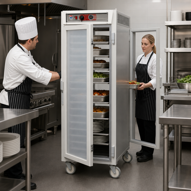 Product image #3 for Metro C5 6 Series Mobile Full-Height Pass-Thru Heated Holding Cabinet with Combination Doors, 35-Pan Capacity, 120V