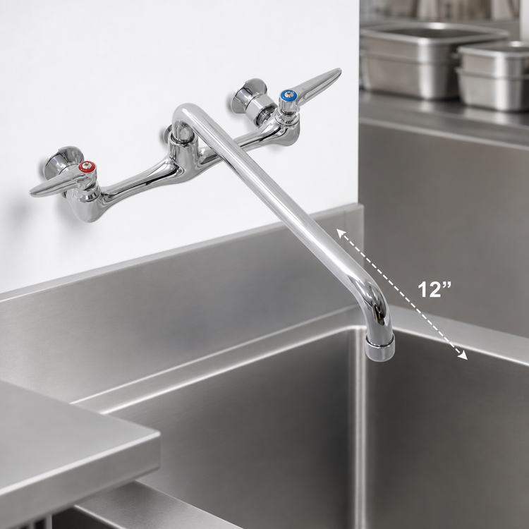 Product image #3 for Eagle Group 12-Inch Standard Splash-Mounted Mixing Faucet with 8-Inch Centers and Swing Nozzle