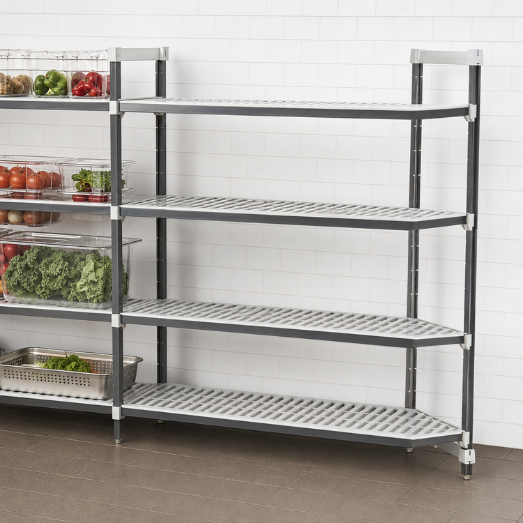 Product image #3 for Cambro Camshelving Elements XTRA 4-Tier Vented Stationary Add-On Polymer Shelving Unit, 21 x 54 x 64 Inches