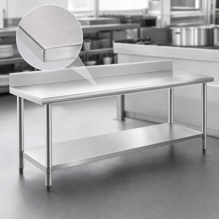 Product image #3 for Spec-Master Marine Series Stainless Steel Work Table with 4-1/2-Inch Backsplash and Undershelf, 120 x 30 Inches