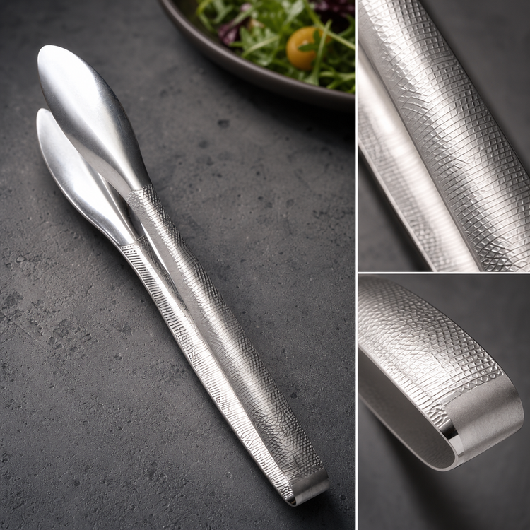 Product image #3 for American Metalcraft Hammered Vintage Stainless Steel Serving Tongs, 11-3/4 Inch