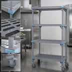 Thumbnail image #3 for Quantum Millenia QPM246074VS-4 Mobile Gray Polymer Shelving Starter Unit, 4 Open Grid Shelves, 60 x 24 x 74 Inches