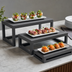 Thumbnail image #3 for American Metalcraft 3-Piece Rectangular Black Solid Wood Buffet Riser Set