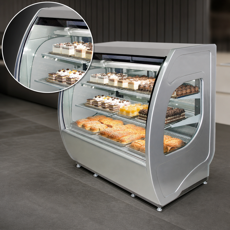Product image #3 for Fogel Elite Series Full-Service Refrigerated Deli/Bakery Display Case, Curved Glass Front, 72 Inch
