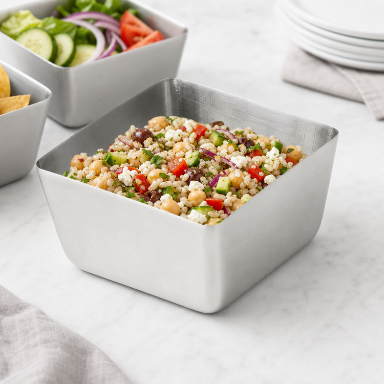 Product image #3 for American Metalcraft 30 oz Square Stainless Steel Bowl with Satin Finish